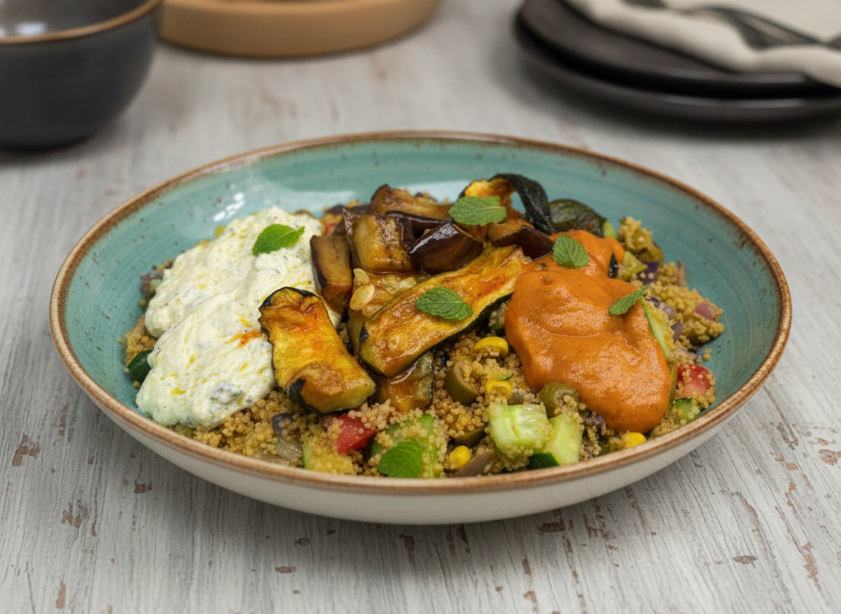 Couscous integral fresquito con salsa griega